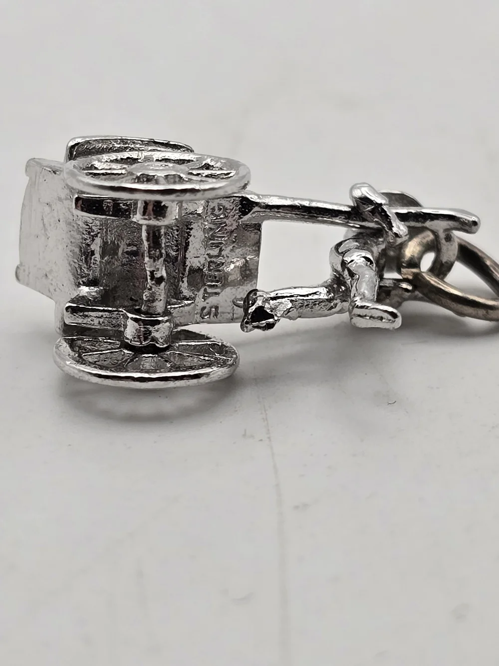 Sterling Silver Moveable Rickshaw Man Pulling Cart Charm